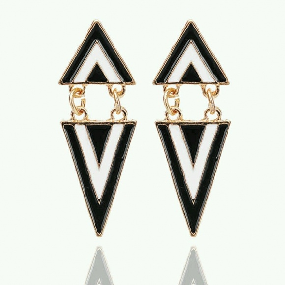 Geometric/Triangular Drop Earrings - Picture 2 of 2